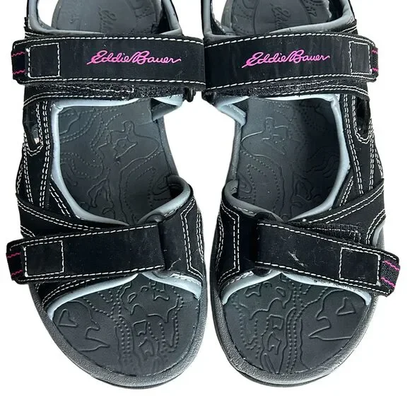 Eddie Bauer Water Shoes Womens 7 Black Gray Sandals Madrona Waterproof - Picture 3 of 11